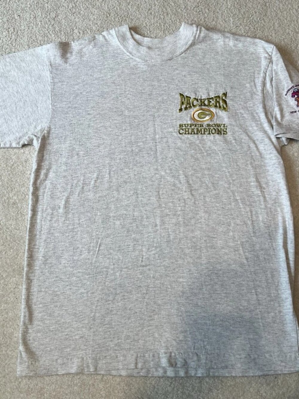 Vintage Green Bay Packers Super Bowl XXXI Champ Embroidered Gray Shirt Large NFL